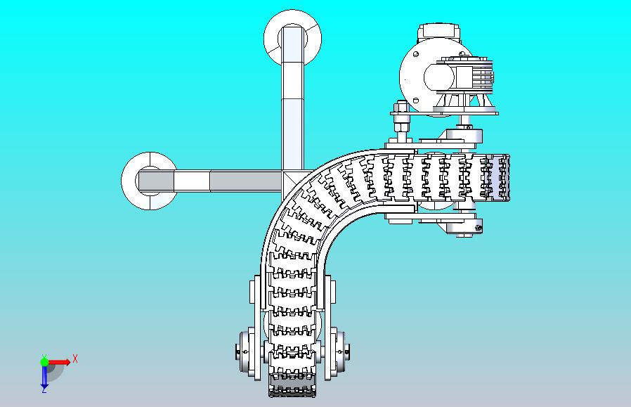 90度柔性链输送机结构3D图纸 STEP格式