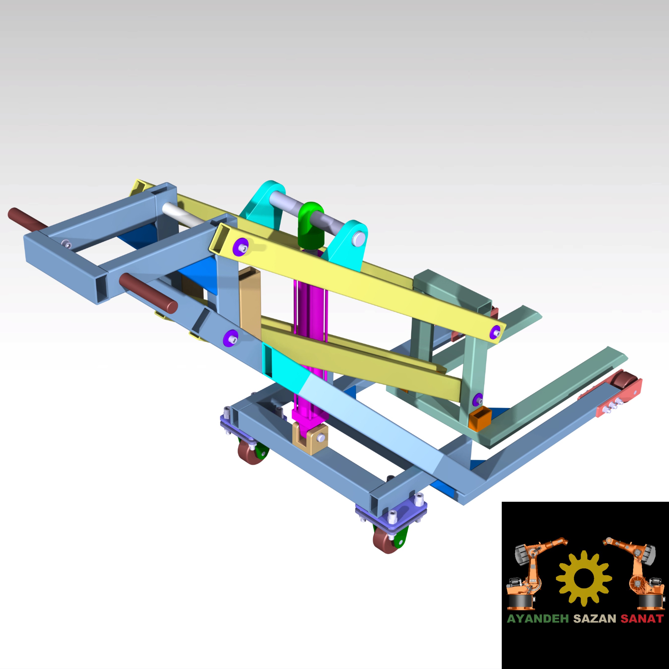 工业手动液压堆高车3D数模图纸 STP格式