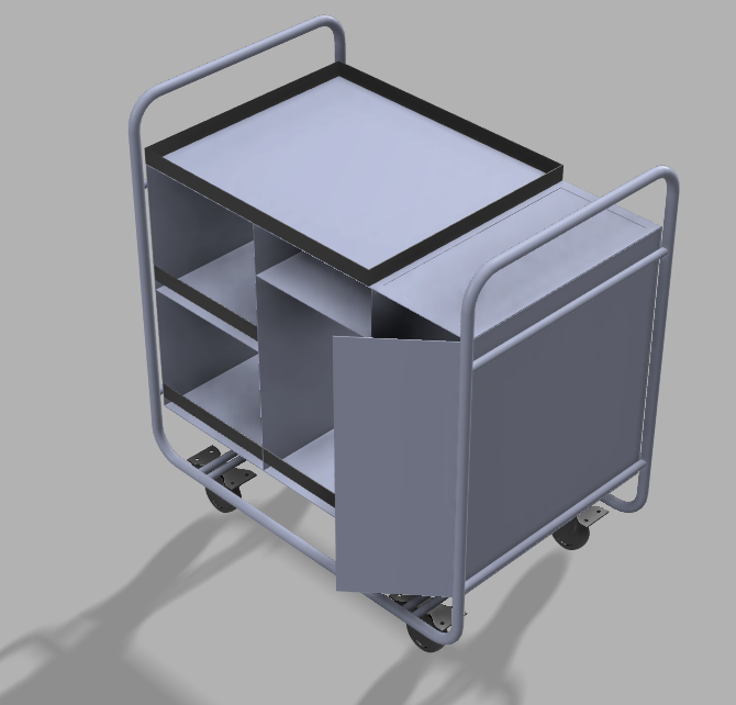 酒店服务推车3D数模图纸 STEP格式