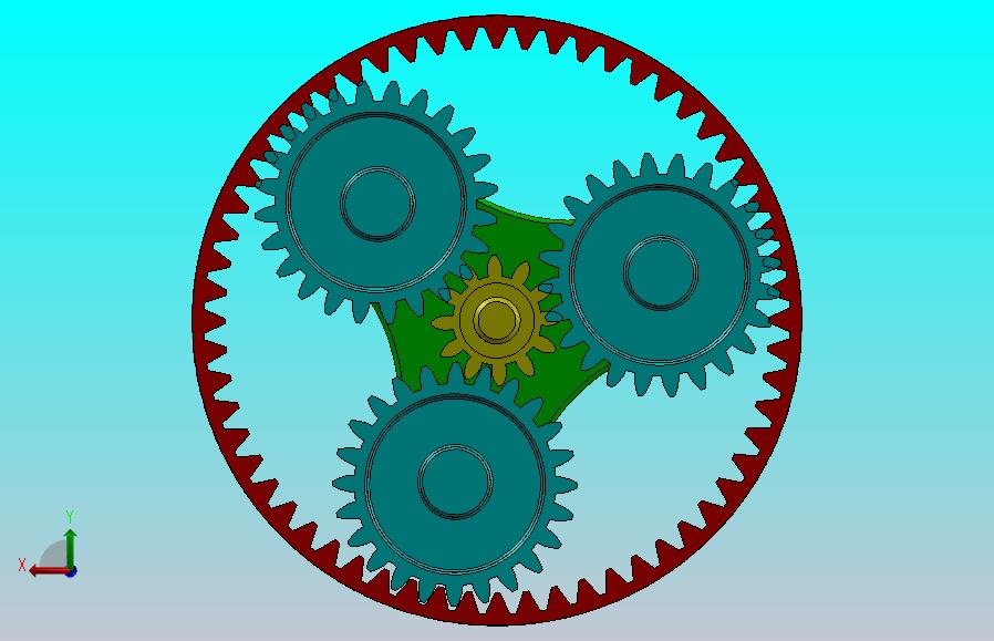 行星齿轮系统案例简易模型3D图纸 Solidworks设计