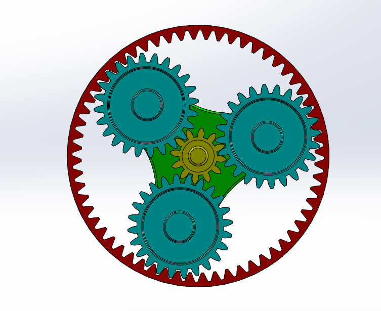 行星齿轮系统案例简易模型3D图纸 Solidworks设计
