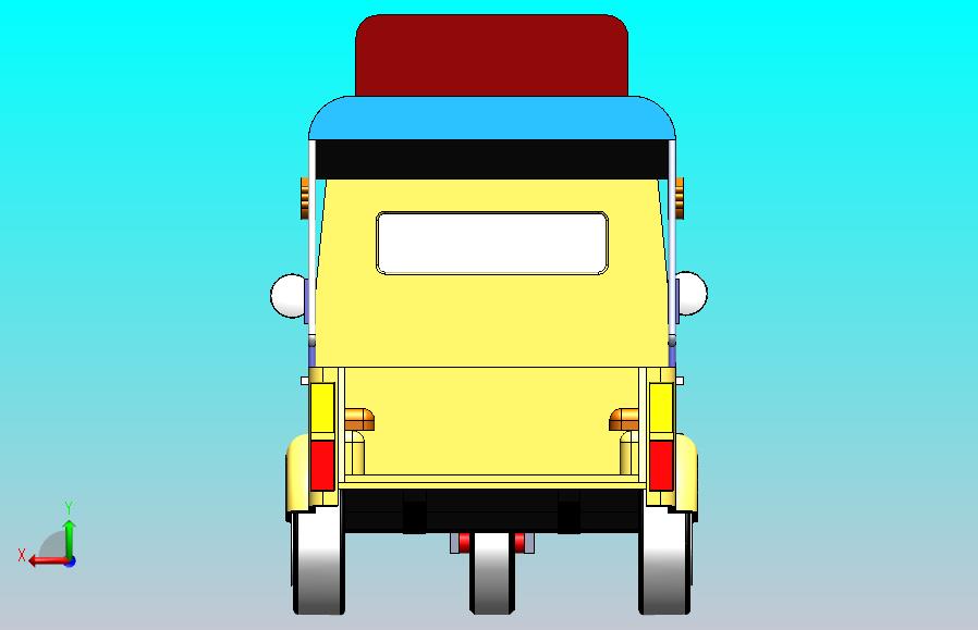 一辆嘟嘟三轮蛙头车