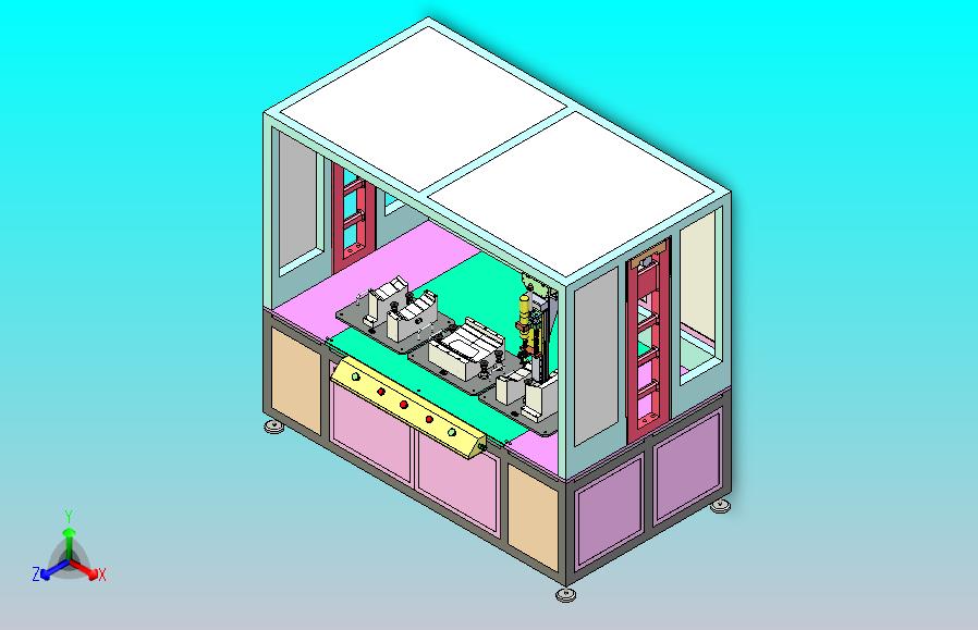 汽车前格栅三轴自动打螺丝拧紧设备3D图