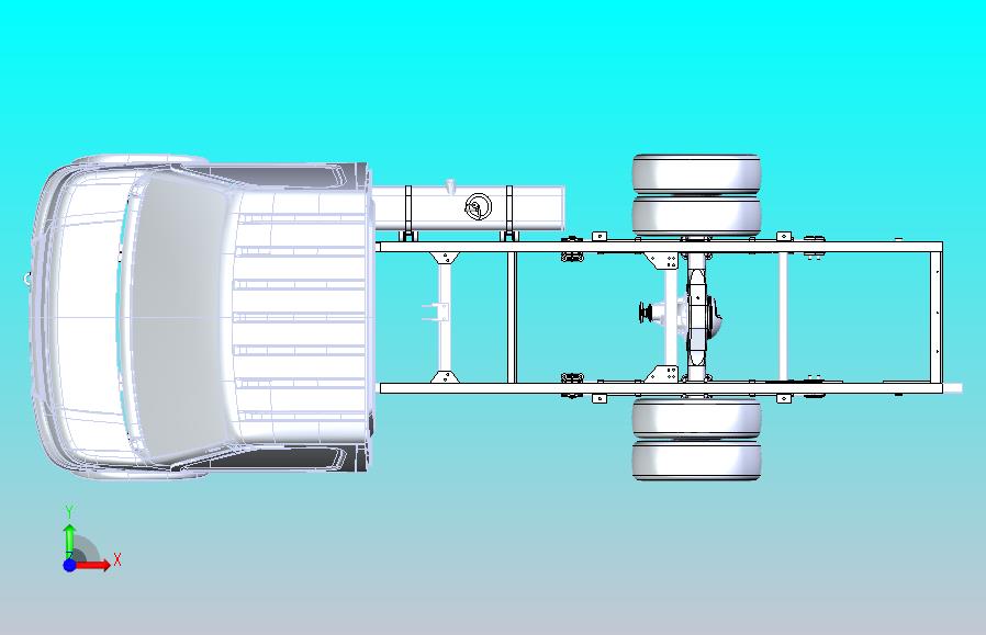 底盘（轴距2850mm）驾驶室、车架、轮胎、燃油箱等机构