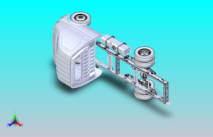 底盘（轴距2850mm）驾驶室、车架、轮胎、燃油箱等机构