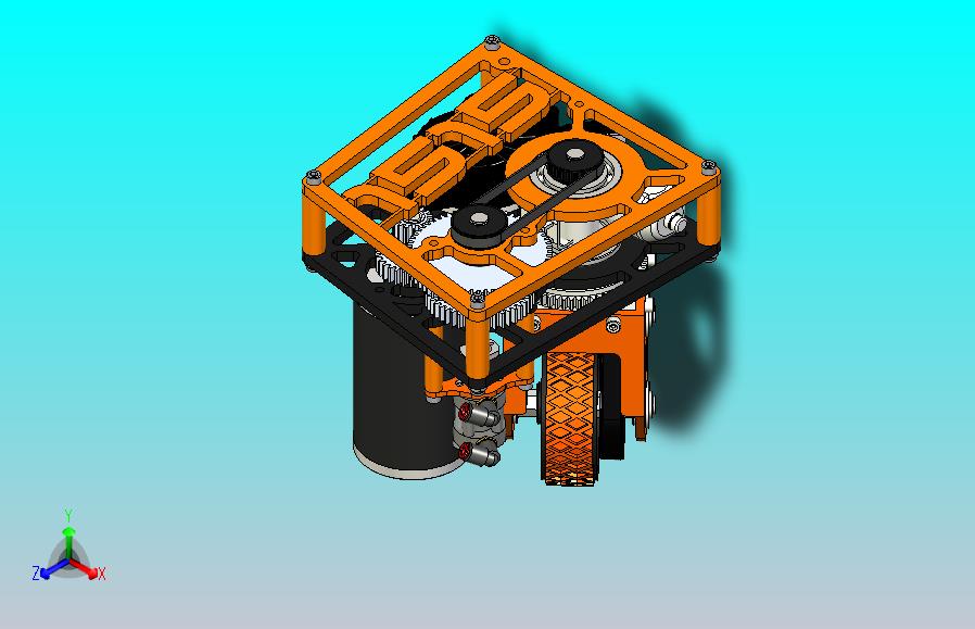 一款齿轮减速驱动轮机构3D图纸