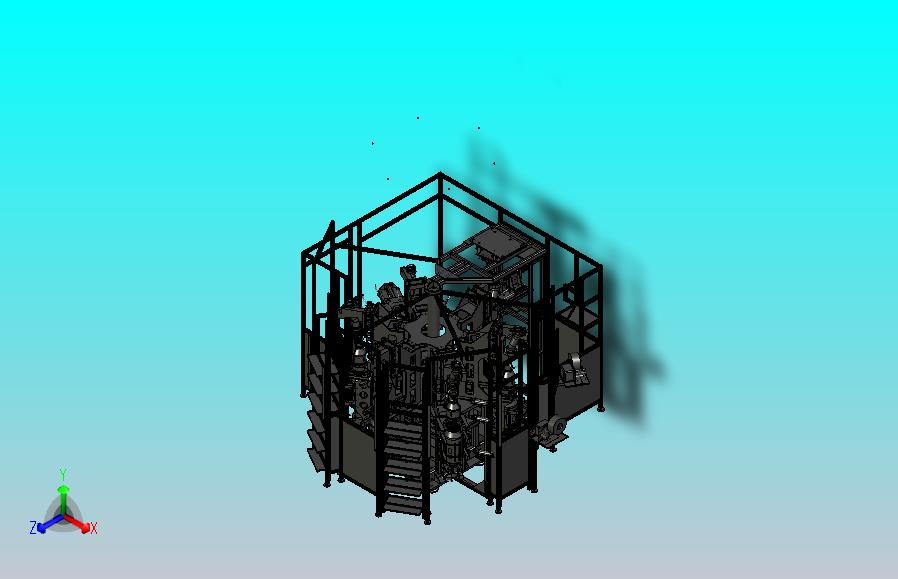 大型复杂六工位测试机3D图纸
