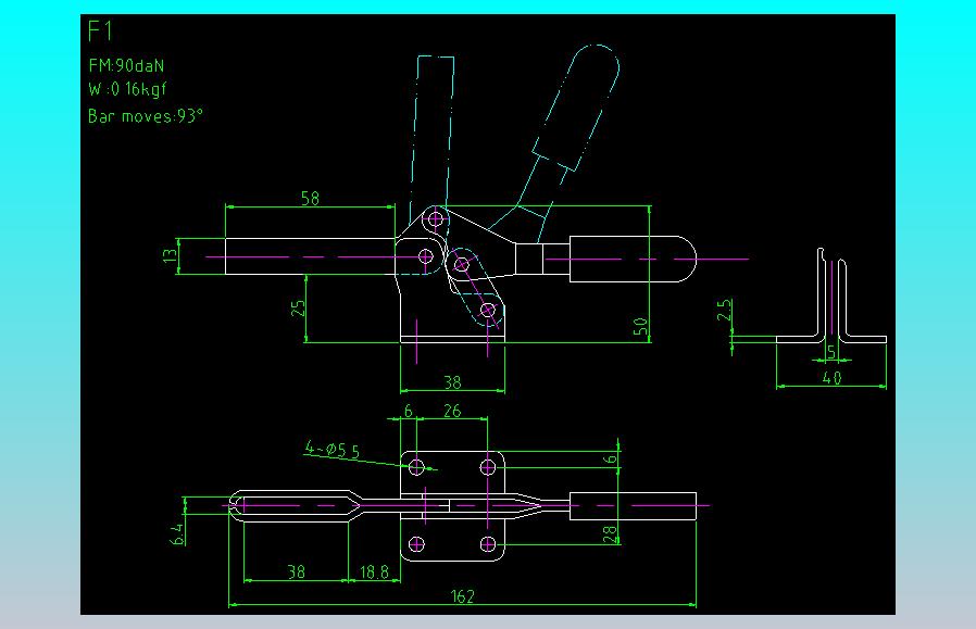 F1规格夹钳图纸CAD