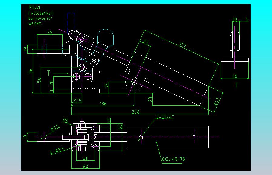 PQA1规格夹钳图纸CAD