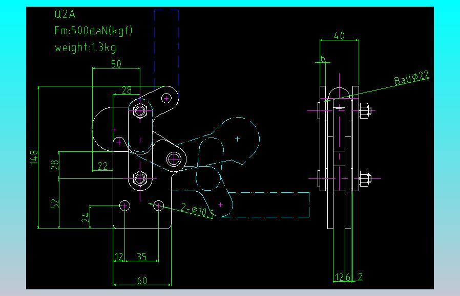 Q2A规格夹钳图纸CAD