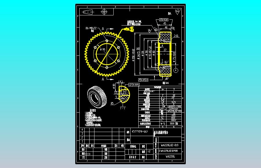 WA220G.02-019中直齿轮CAD图纸