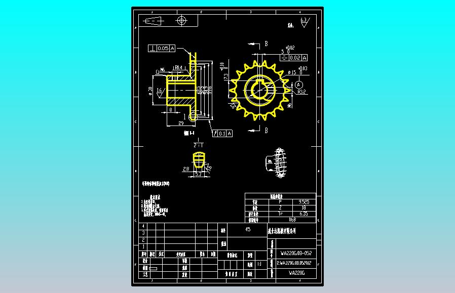WA220G.08-052收料主动链轮CAD图纸