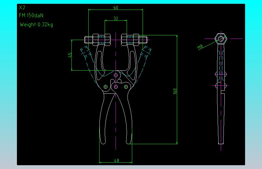 X2规格夹钳图纸CAD