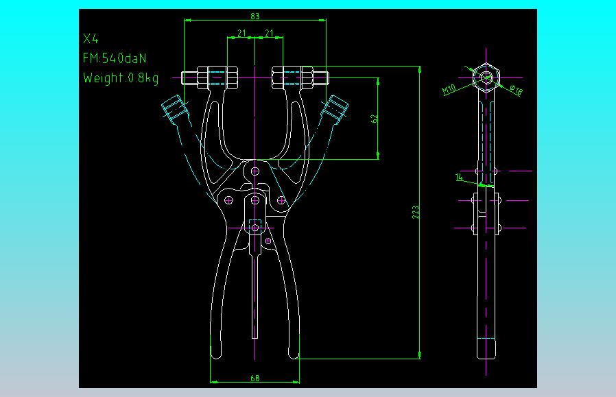 X4规格夹钳图纸CAD