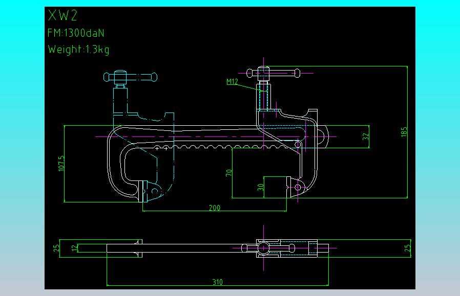 XW2规格夹钳图纸CAD