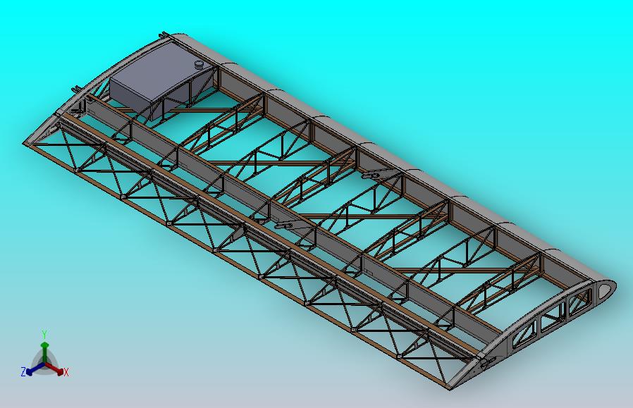 自制航模机翼结构3D图纸 Solidworks设计