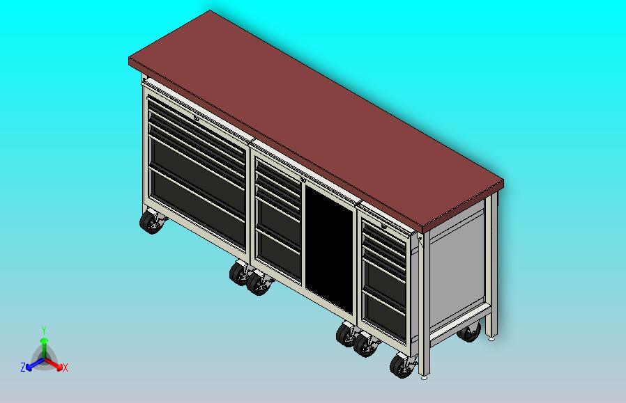 下面带有模块化工具柜的工作台