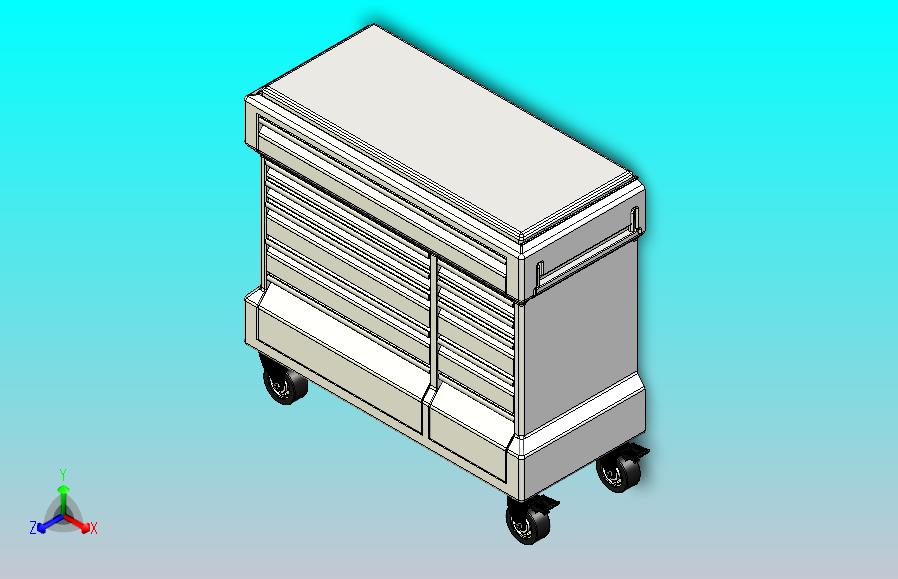 带有11个抽屉和一个工作台的工具柜