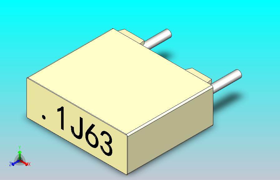 薄膜电容器7.2x2.5x6.5mm毫米(100nF，63V)