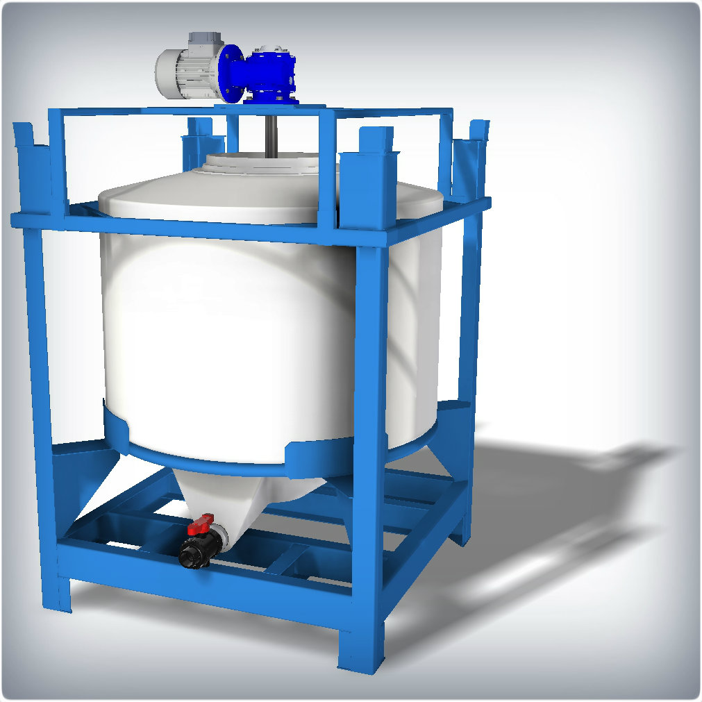 工业容器+搅拌器尺寸1000x1000x1600，容器600 l