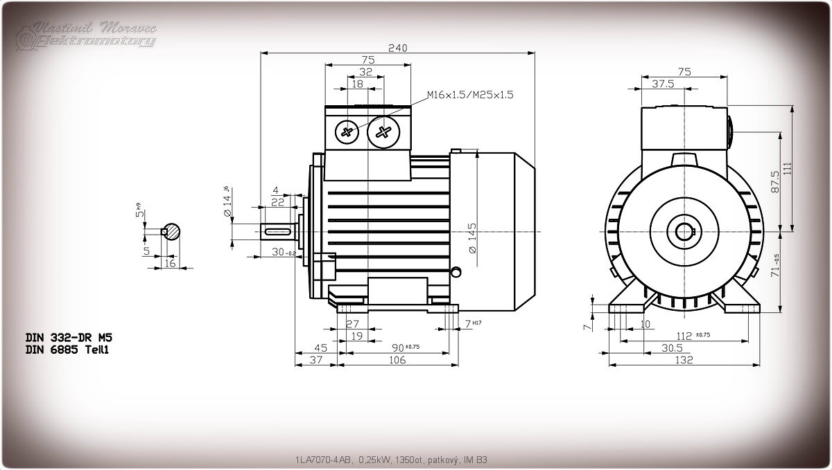西门子电机1LA7070-4AB，0.25kW