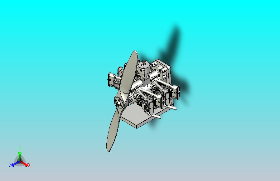 4缸对置气缸发动机模型3D图纸