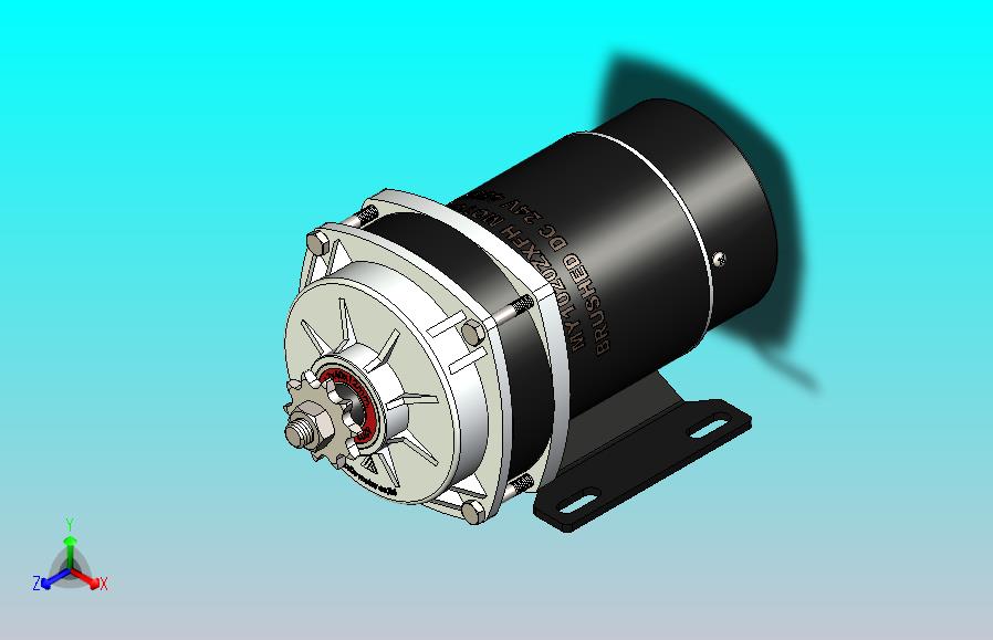450W 24V直流有刷齿轮电机3D数模图纸
