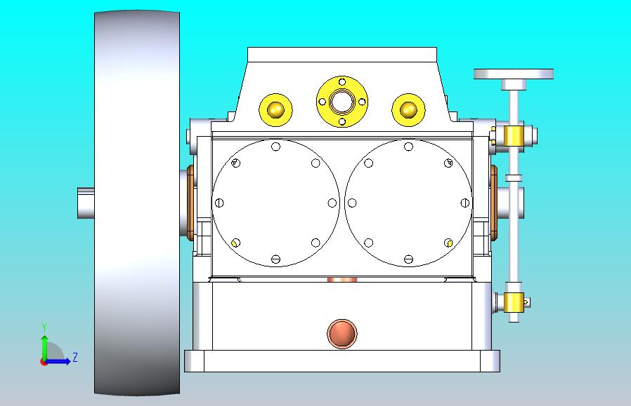 2缸卧式蒸汽机3D数模图纸