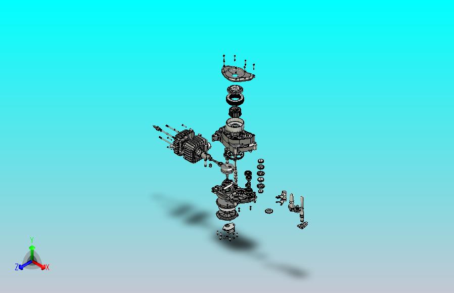 50CC赛车发动机爆炸模型造型3D图纸