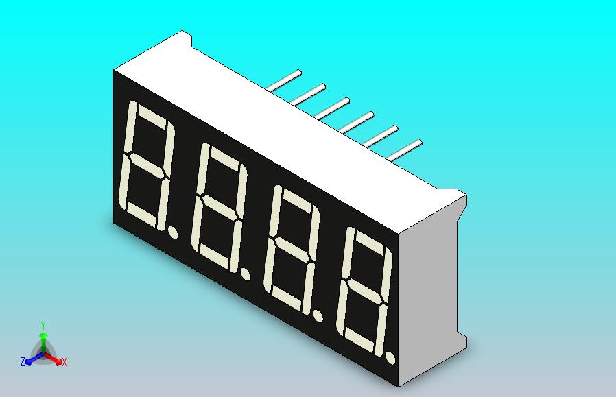 4位7段LED显示屏30毫米x 14毫米x 7,2毫米