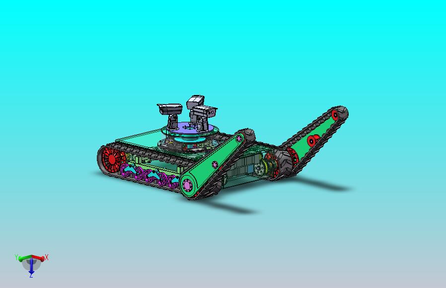 履带式越障机器人设计（SW+CAD+说明书+matelable仿真）
