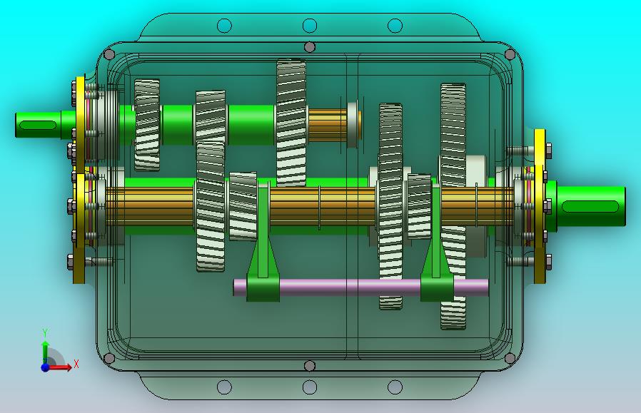家用轿车四挡变速箱结构设计及三维建模（SW+CAD+说明书）