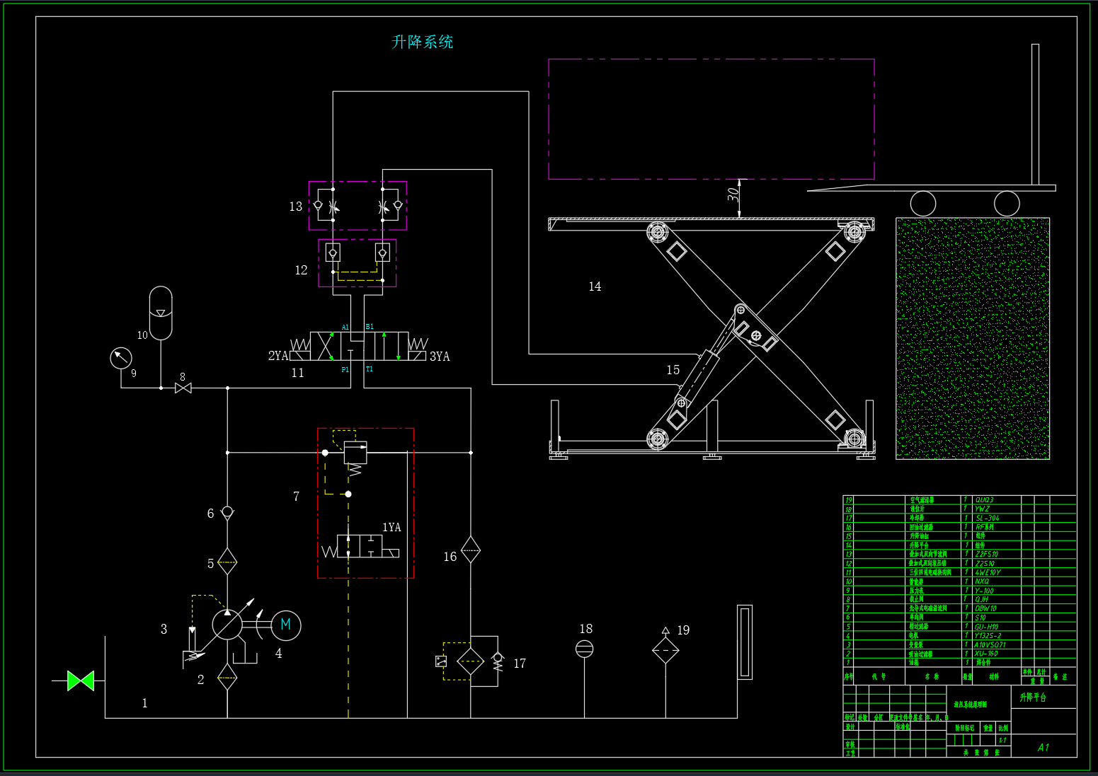 升降平台液压系统设计（CAD+说明书）