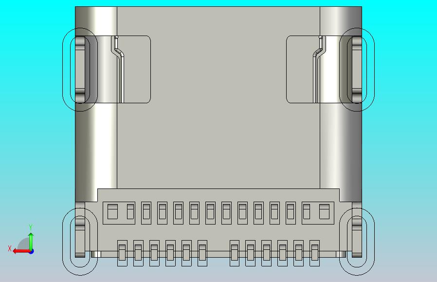 USB Type C 24 针插座，总长度 7.90 毫米