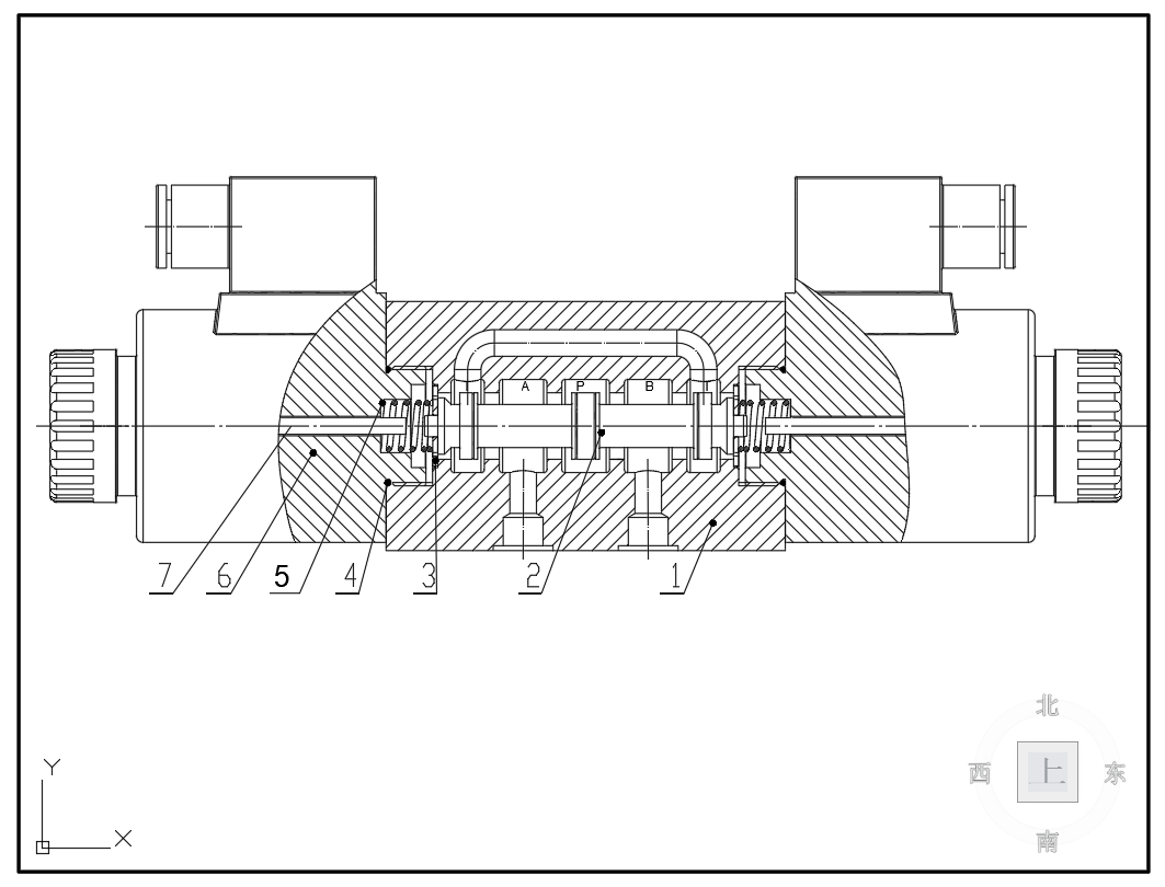 10通径三位四通电磁换向阀H型3凸肩（CAD+说明书）
