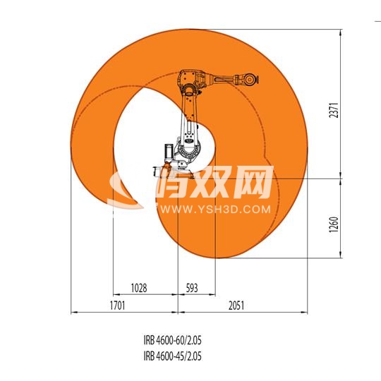 IRB4600-60-2050关节可运动机器人模型