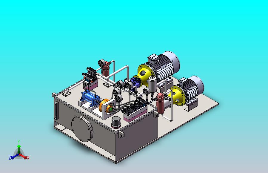 卧式车铣加工中心液体静压轴承液压系统（SW+CAD+说明书）