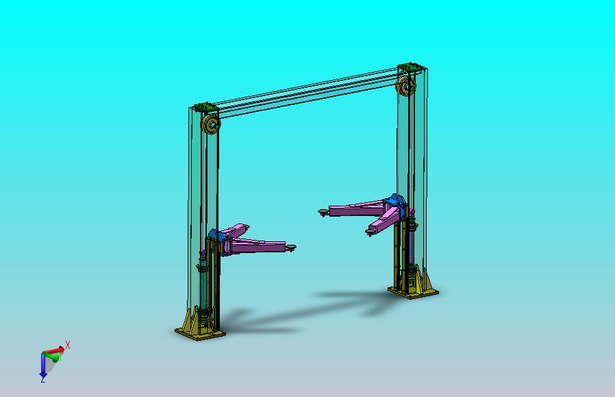 龙门式双柱举升机优化设计（SW+CAD+说明书）