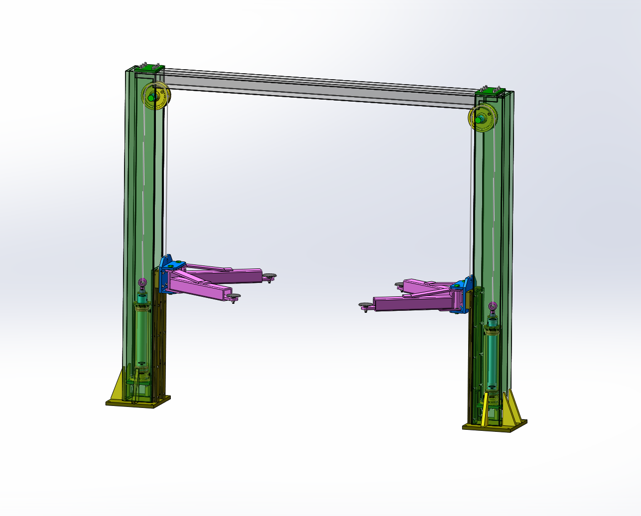 龙门式双柱举升机优化设计（SW+CAD+说明书）