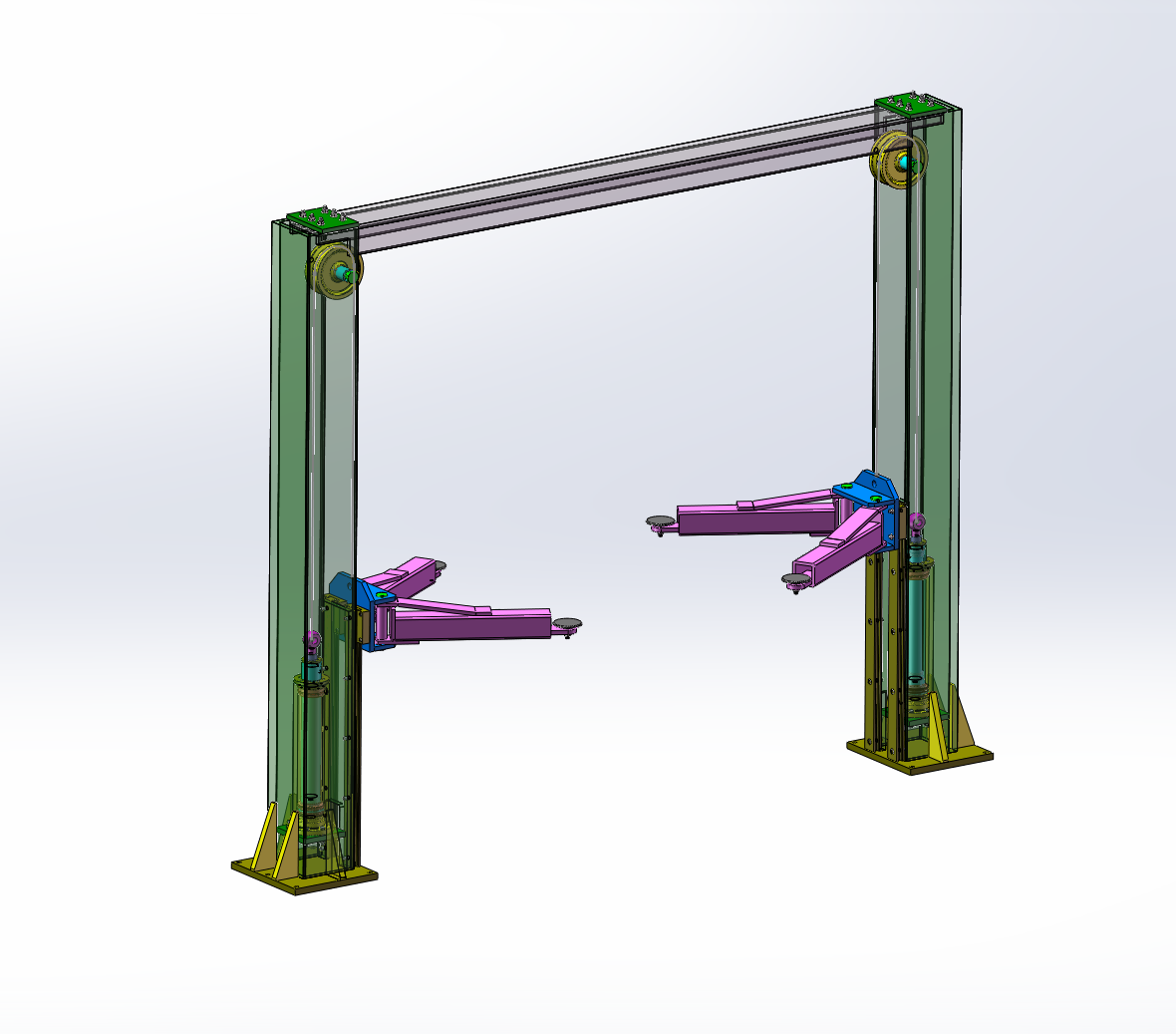 龙门式双柱举升机优化设计（SW+CAD+说明书）