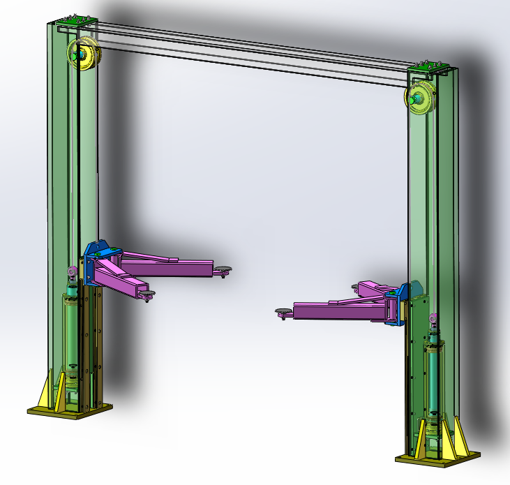 龙门式双柱举升机优化设计（SW+CAD+说明书）