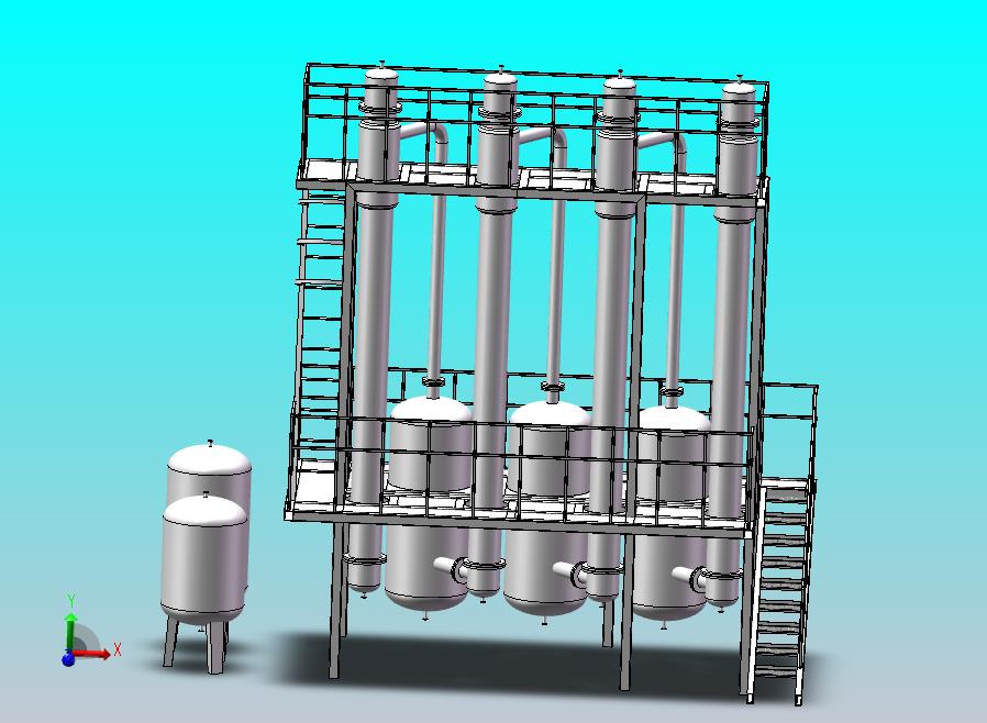 三效浓缩蒸发器SolidWorks三维模型