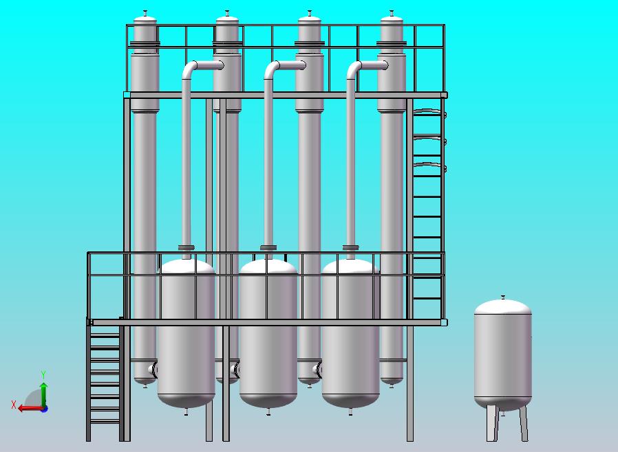 三效浓缩蒸发器SolidWorks三维模型