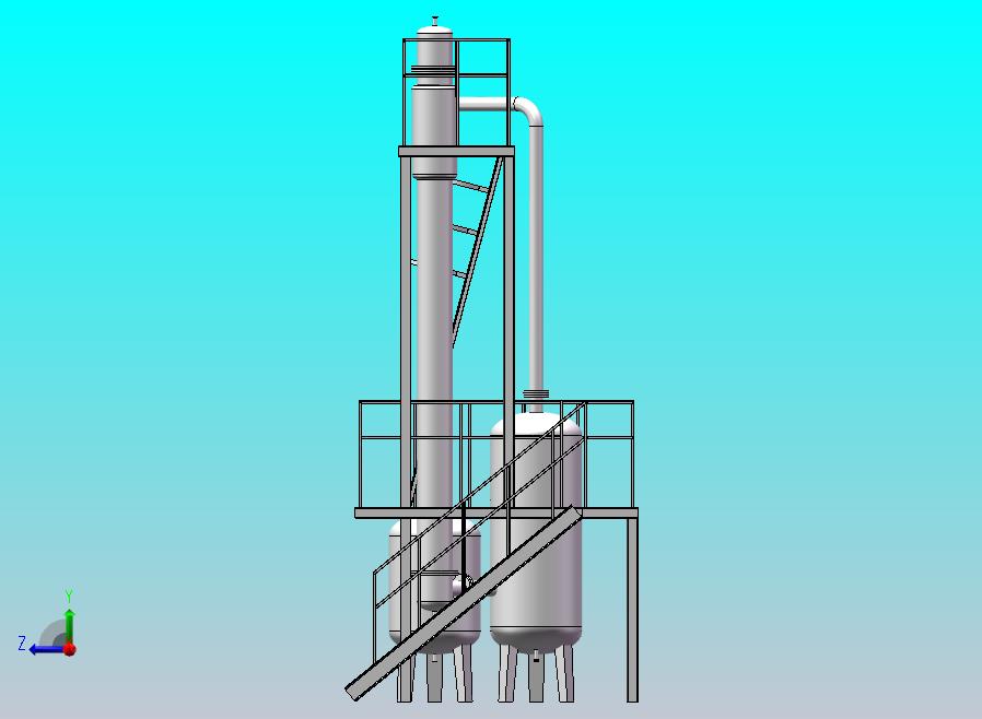 三效浓缩蒸发器SolidWorks三维模型