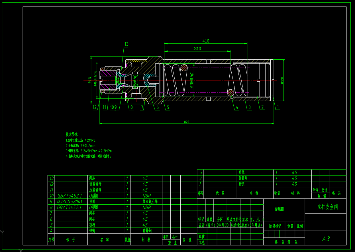 ZY13000-28-63D 型液压支架（立柱250L安全阀设计）（CAD+说明书）