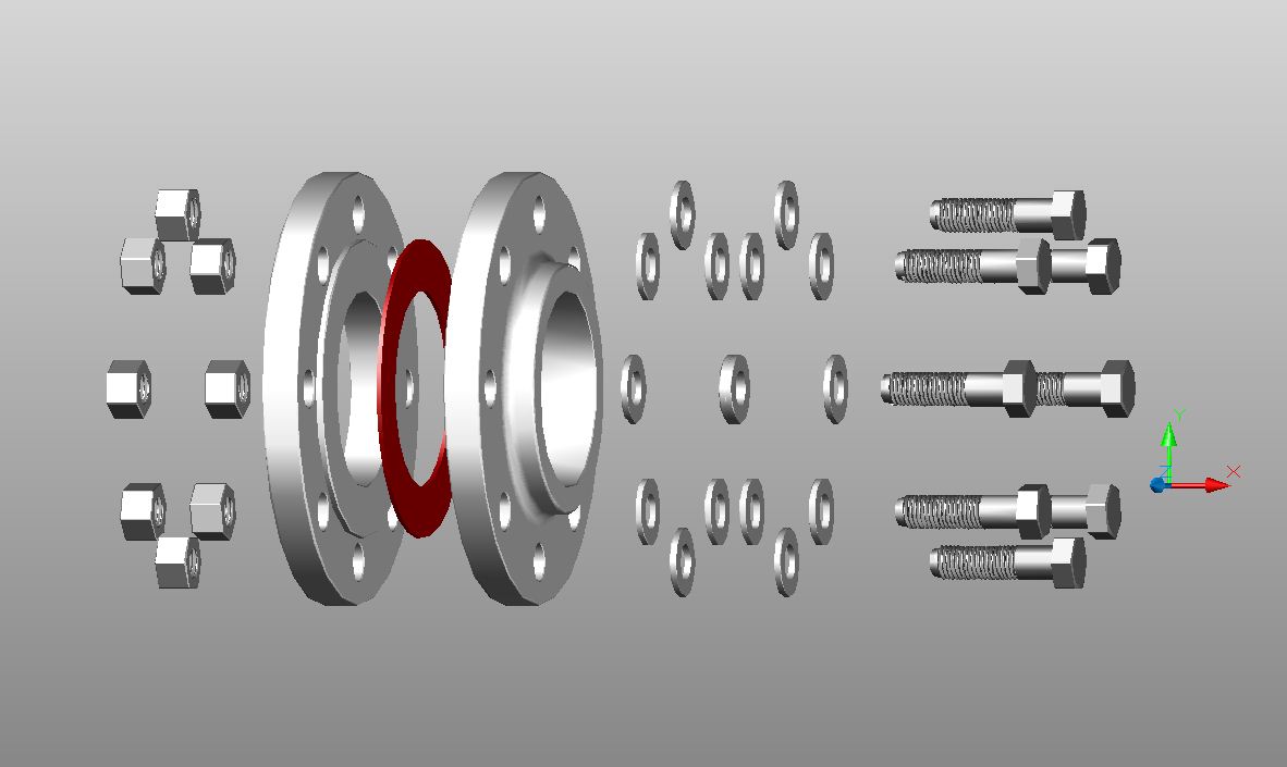 3英寸RF凸台型法兰，配有M16螺栓