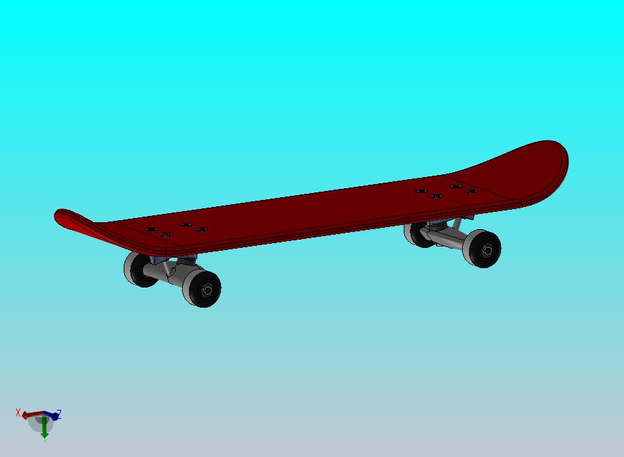 带轮子的滑板3D型号