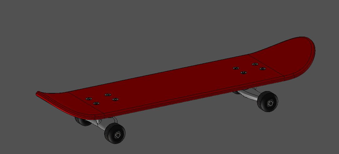 带轮子的滑板3D型号