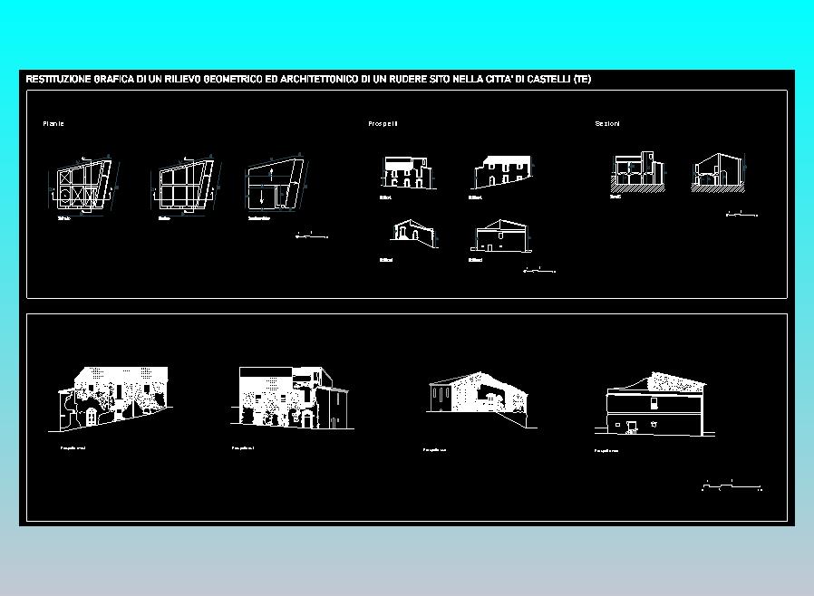 Castelli市Rodere遗址的几何和建筑浮雕的图形