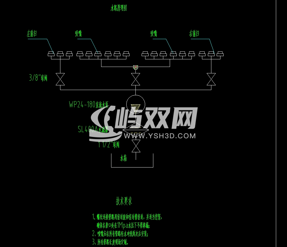 洗扫车低压水路系统